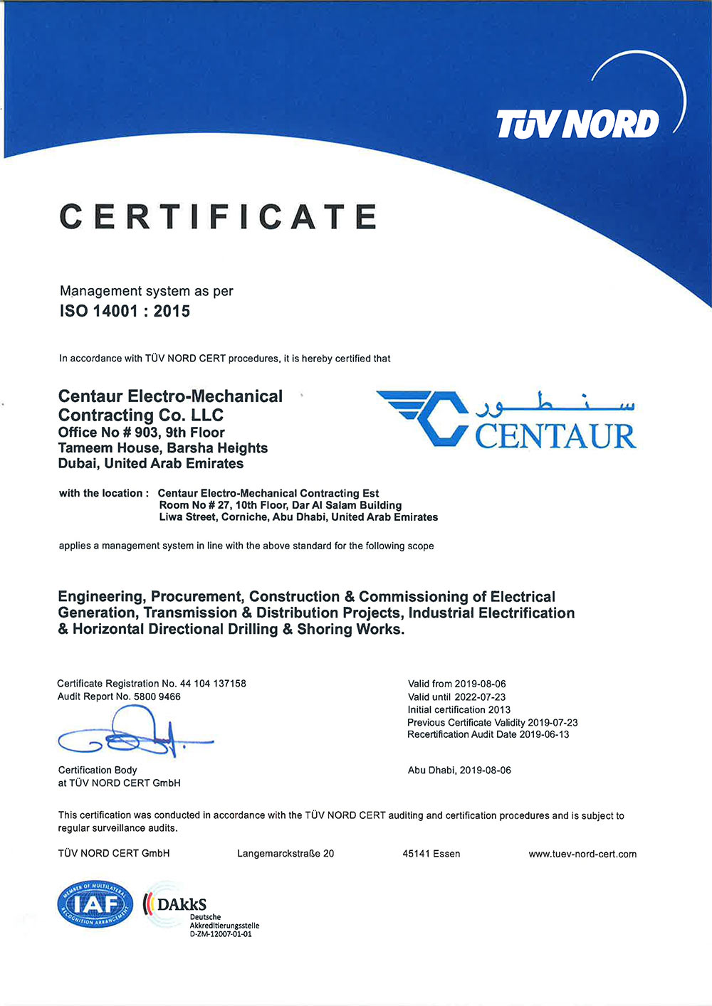 Certification – Centaur
